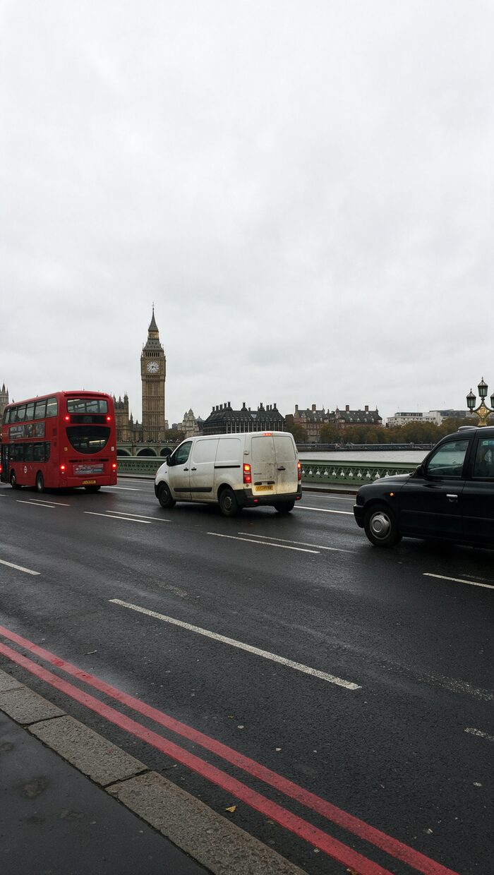 Westminster Bridge traffic seen from the pavement